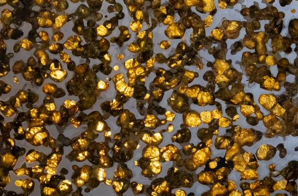 Météorite - Pallasite - détail d'une surface polie (Météorite de Brenham, Kansas, USA)